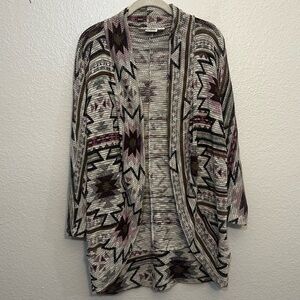 CATO |  Southwestern Knit Open Front Cardigan, Size Medium